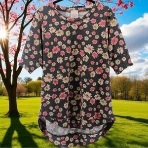 Freeloader Multicolor Floral Hi Low Boho Hippie Flower Child Blouse Top Size M